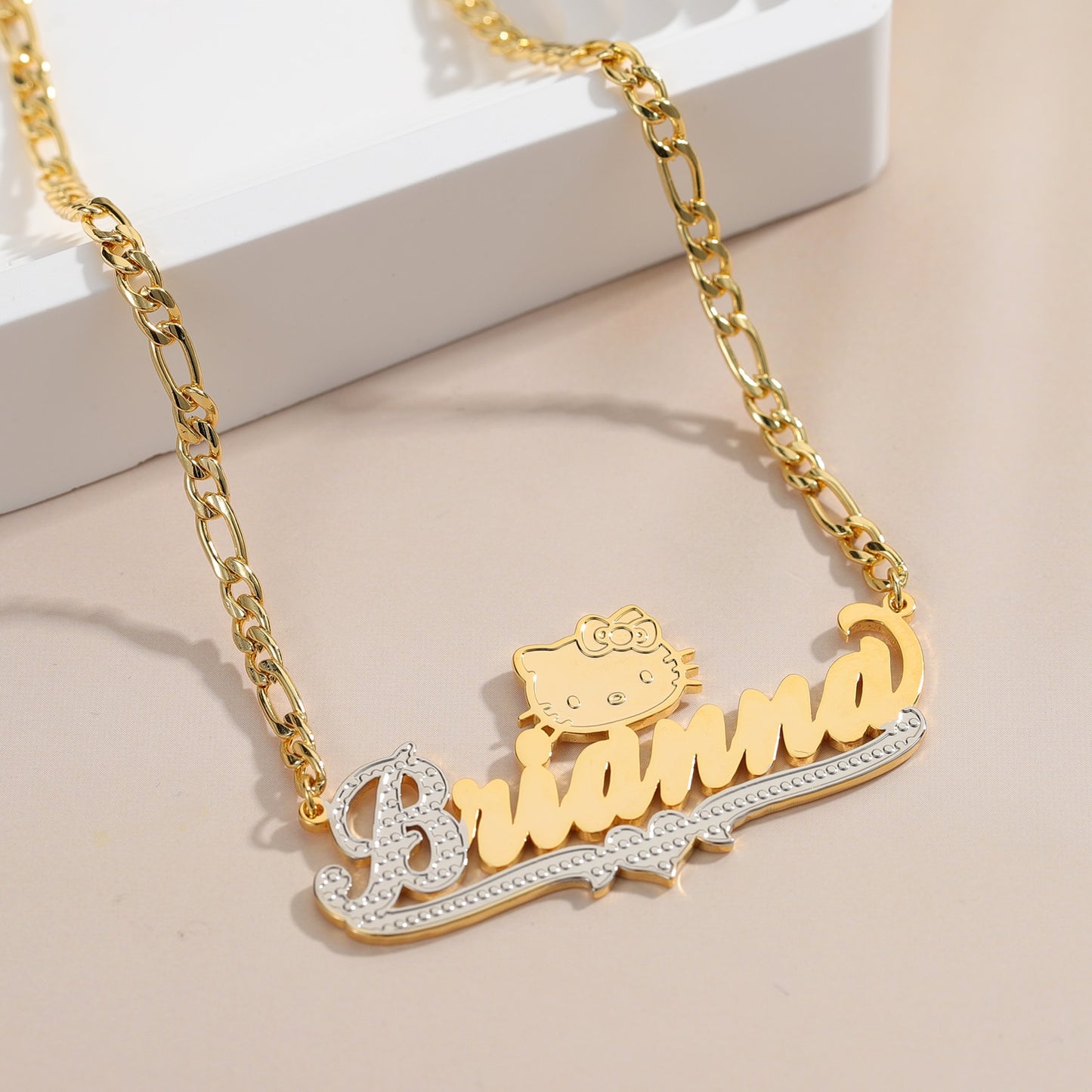 Custom Name Jewelry 18K Plated Two Tone Gold Pendant Personalized Double Plate Name Necklace Customized Stainless Steel Jewelry