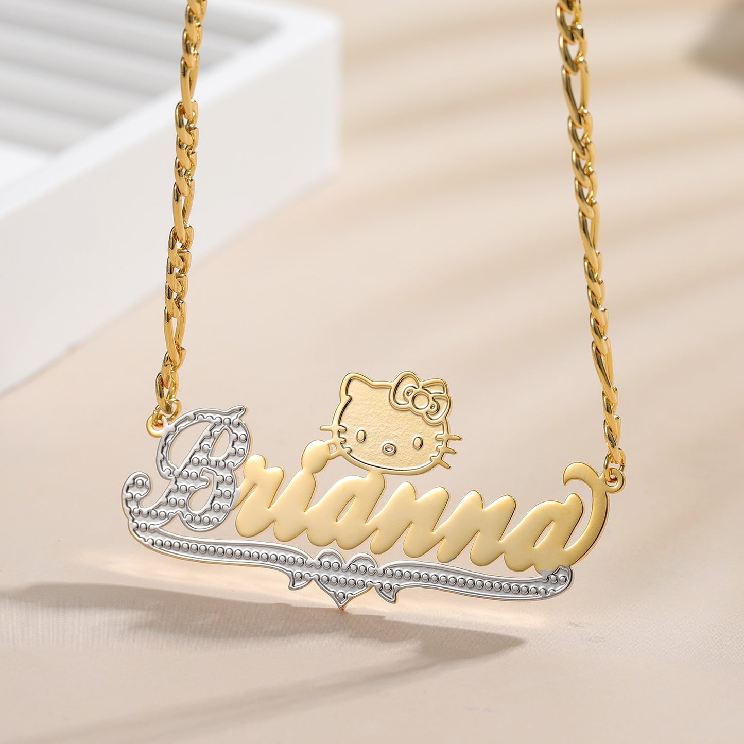 Custom Name Jewelry 18K Plated Two Tone Gold Pendant Personalized Double Plate Name Necklace Customized Stainless Steel Jewelry