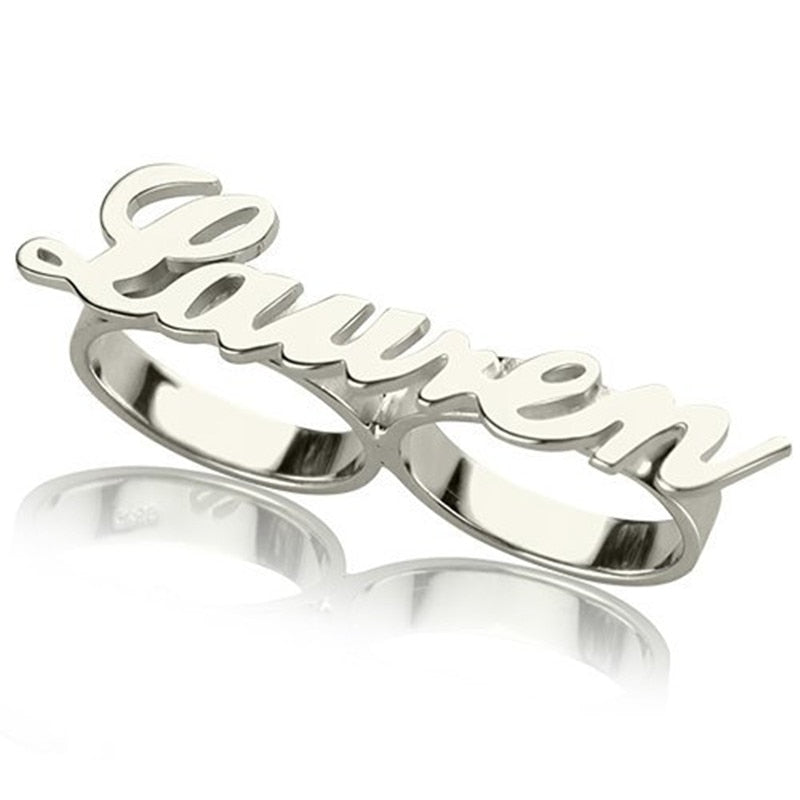 glaceelaine Customized double finger Ring made from Stainless Steel