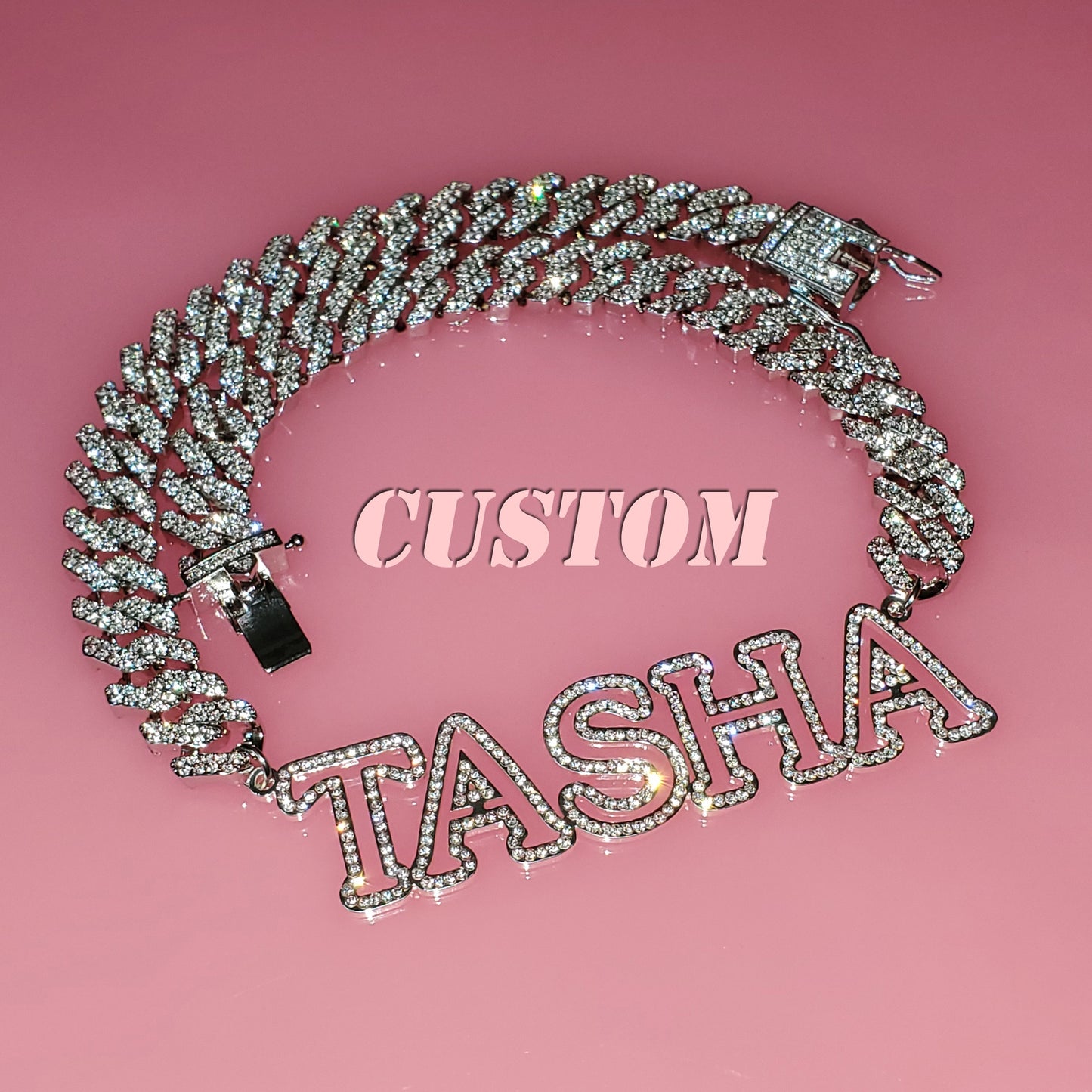Custom Nameplate Necklace New GLACÈELAINE Arrival Bling Name Pendant with Cuban Chain Capital Letters Name Chain
