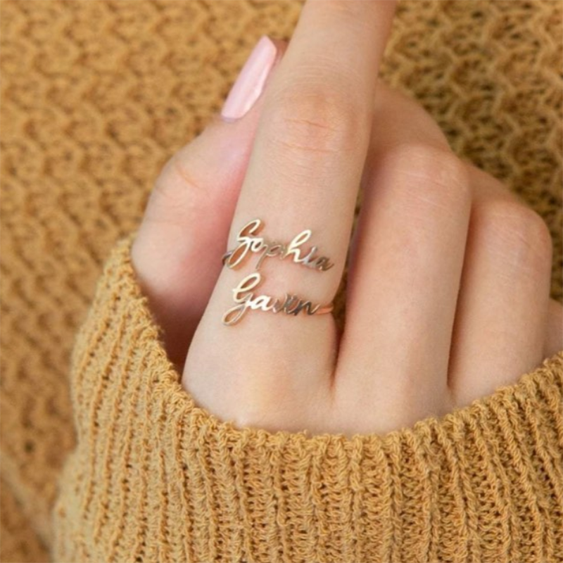 Customized Two Name Rings Stainless Steel Ring