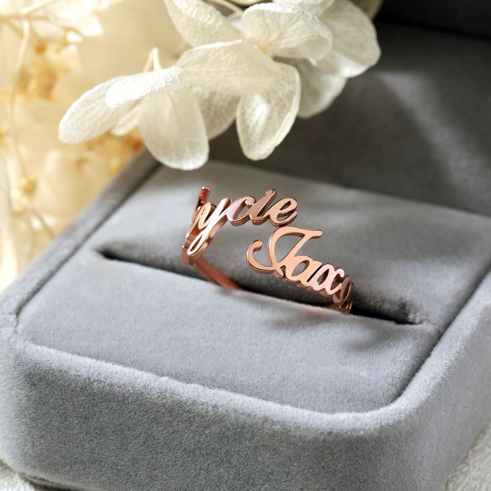 Customized Two Name Rings Stainless Steel Ring