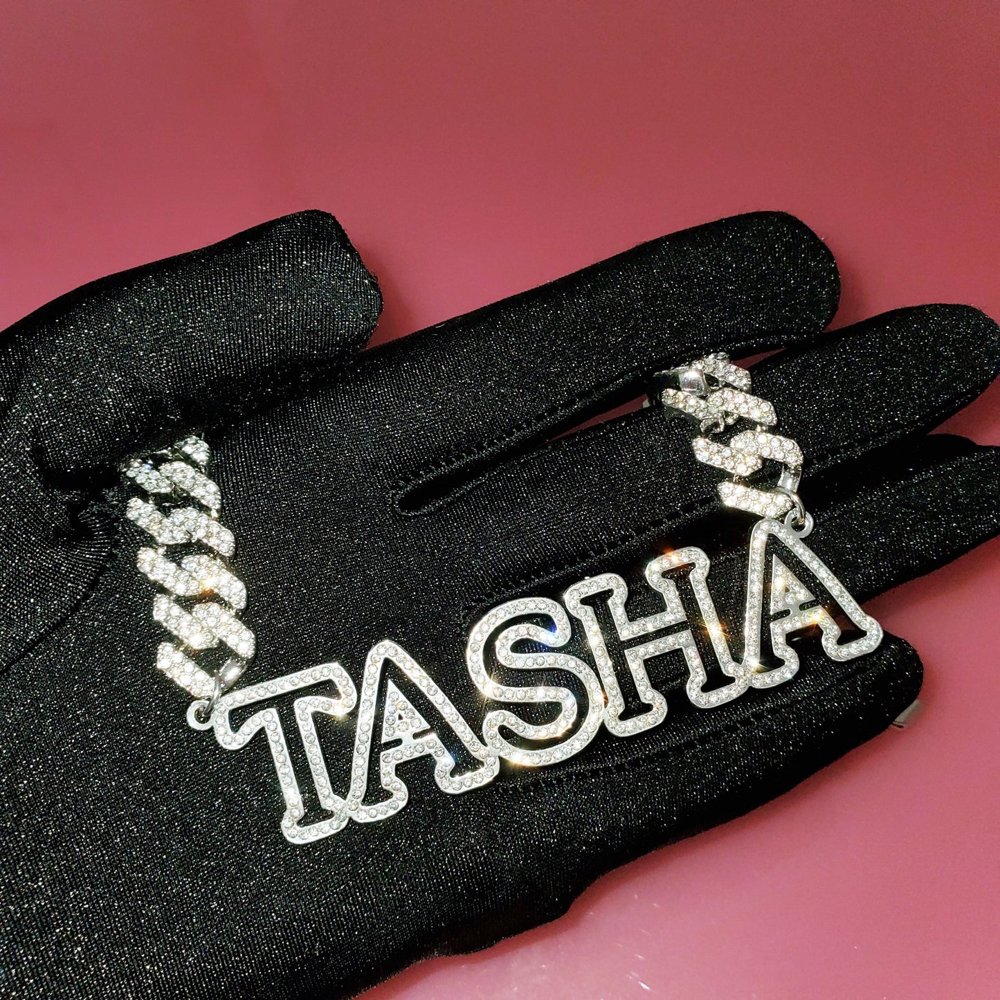 Custom Nameplate Necklace New GLACÈELAINE Arrival Bling Name Pendant with Cuban Chain Capital Letters Name Chain