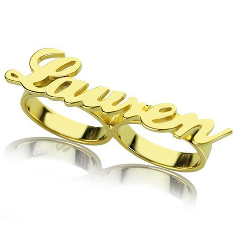 glaceelaine Customized double finger Ring made from Stainless Steel