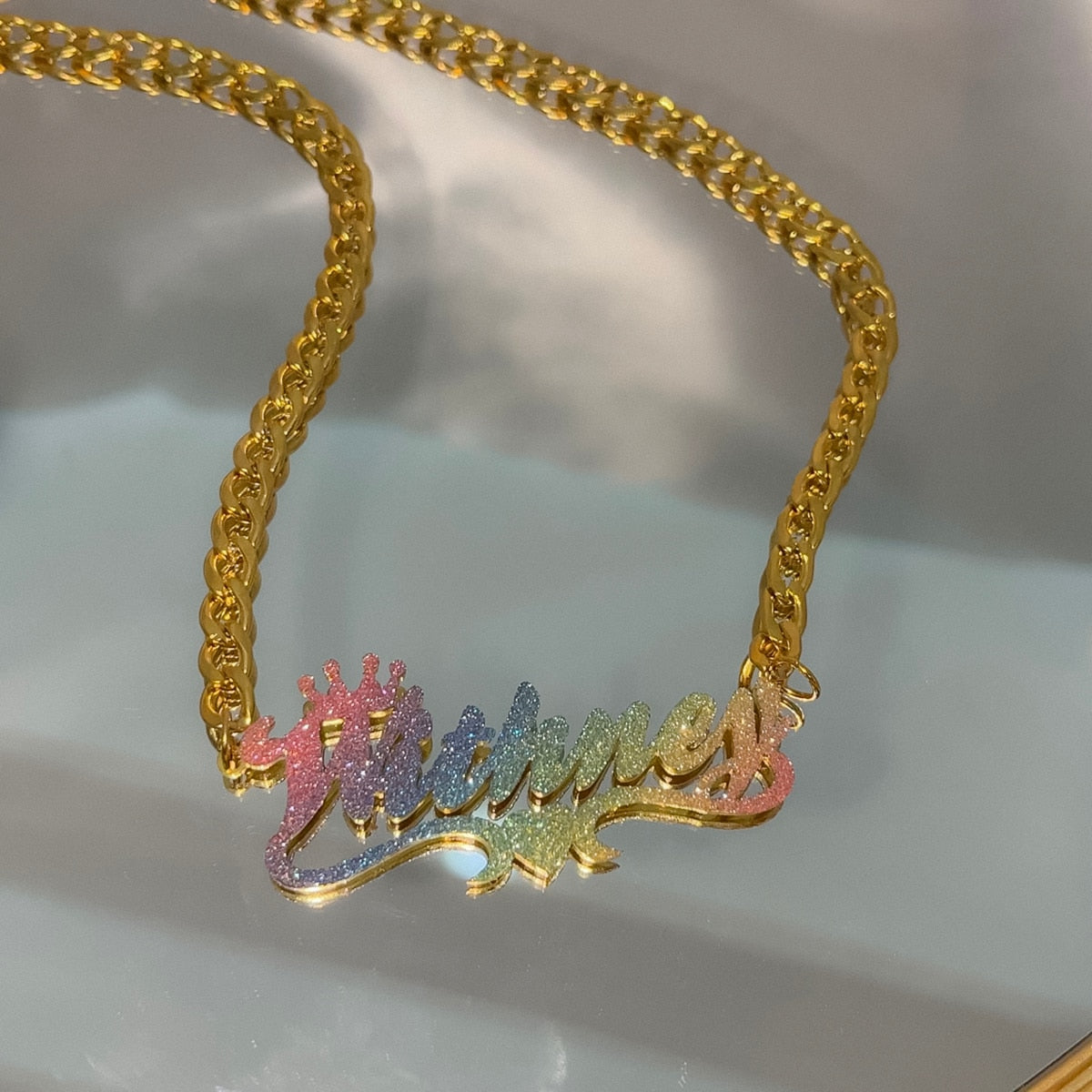Glaceelaine Rainbow Personalized Name Necklace add your name
