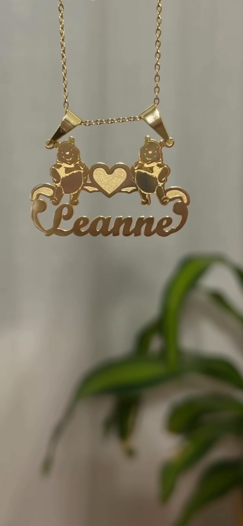 Custom TBird  or winnie the pooh Name Pendant Gold Nameplate Necklace