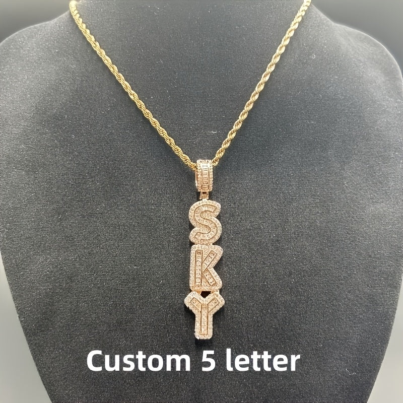 Custom Vertical Ice Sugar Letter Pendant | Sparkling, Personalized