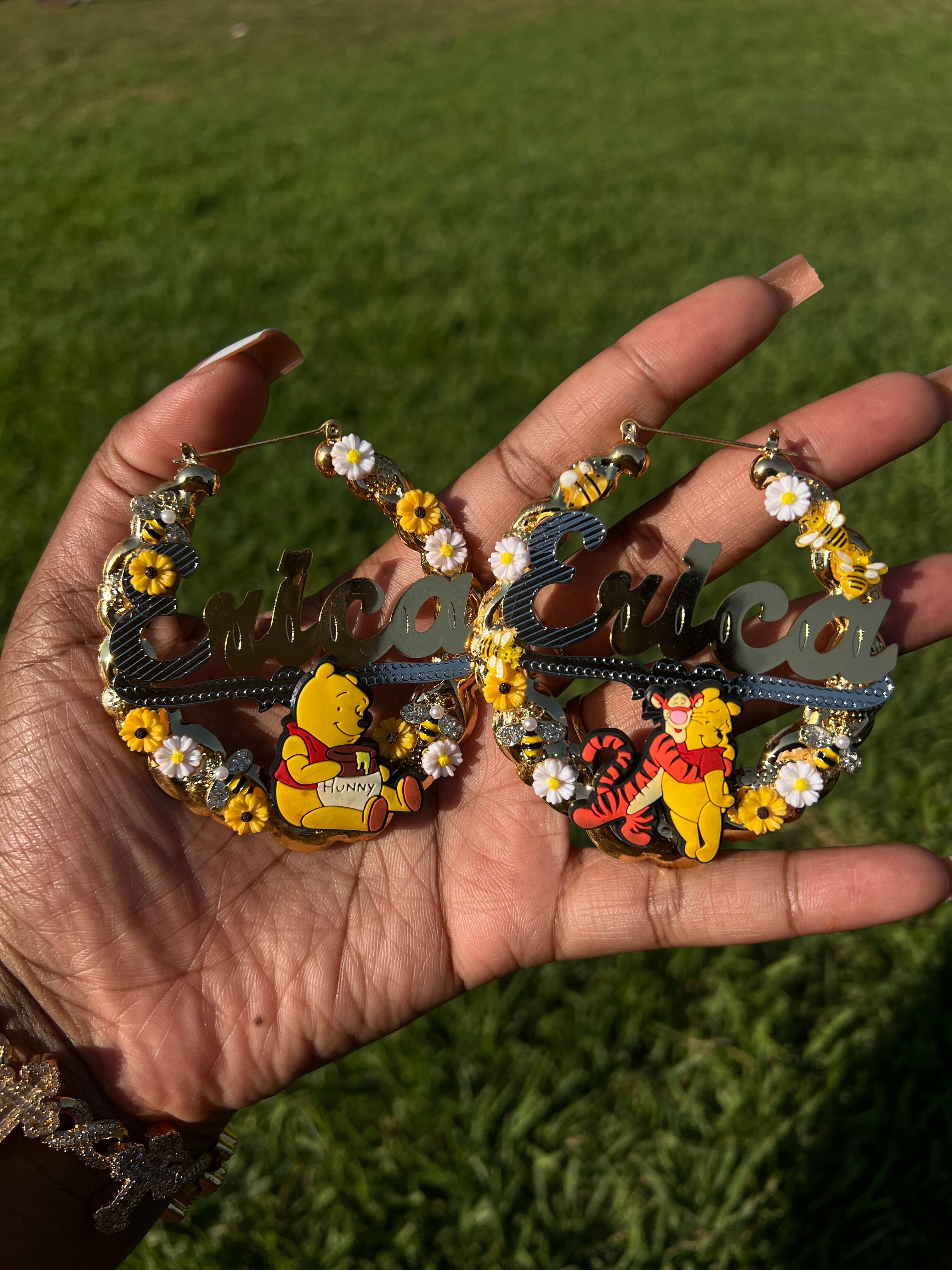 Custom cartoon bamboo earrings