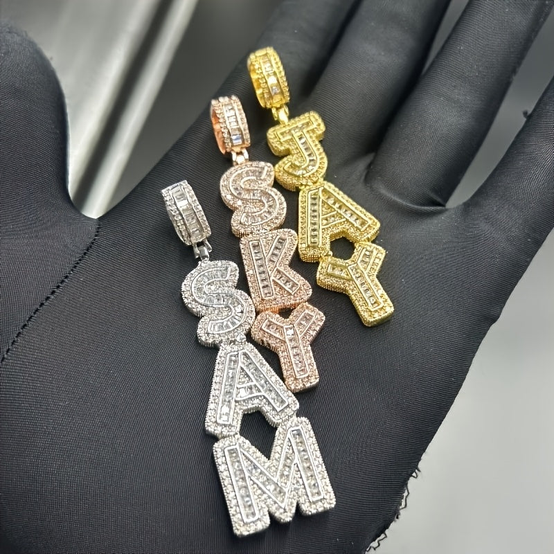 Custom Vertical Ice Sugar Letter Pendant | Sparkling, Personalized