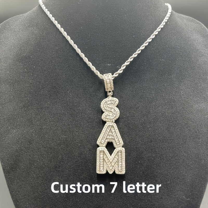 Custom Vertical Ice Sugar Letter Pendant | Sparkling, Personalized