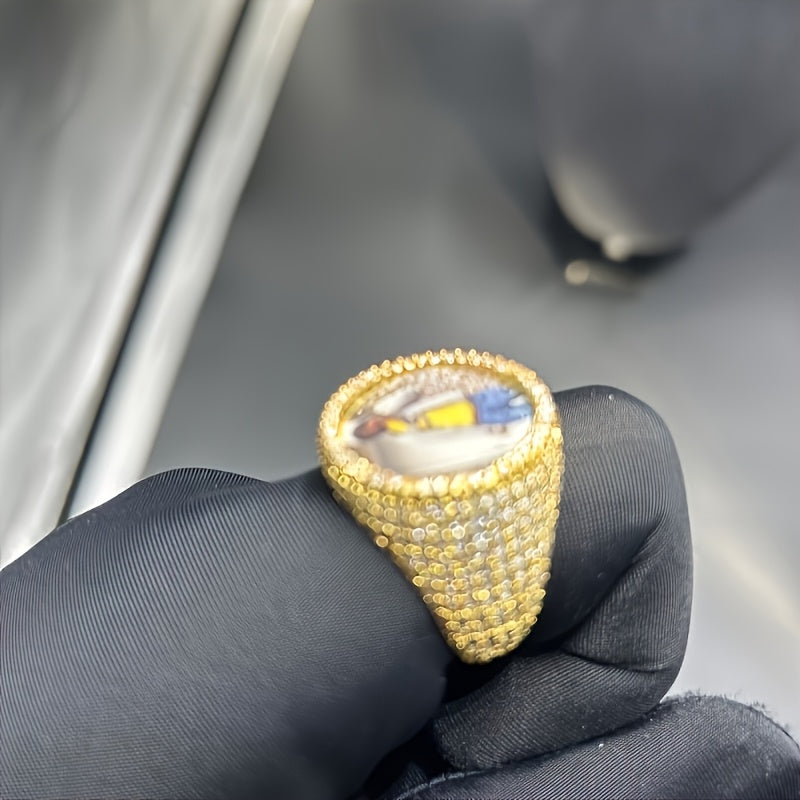 (Custom Product) Customized Round Photo Frame Ring with Brass