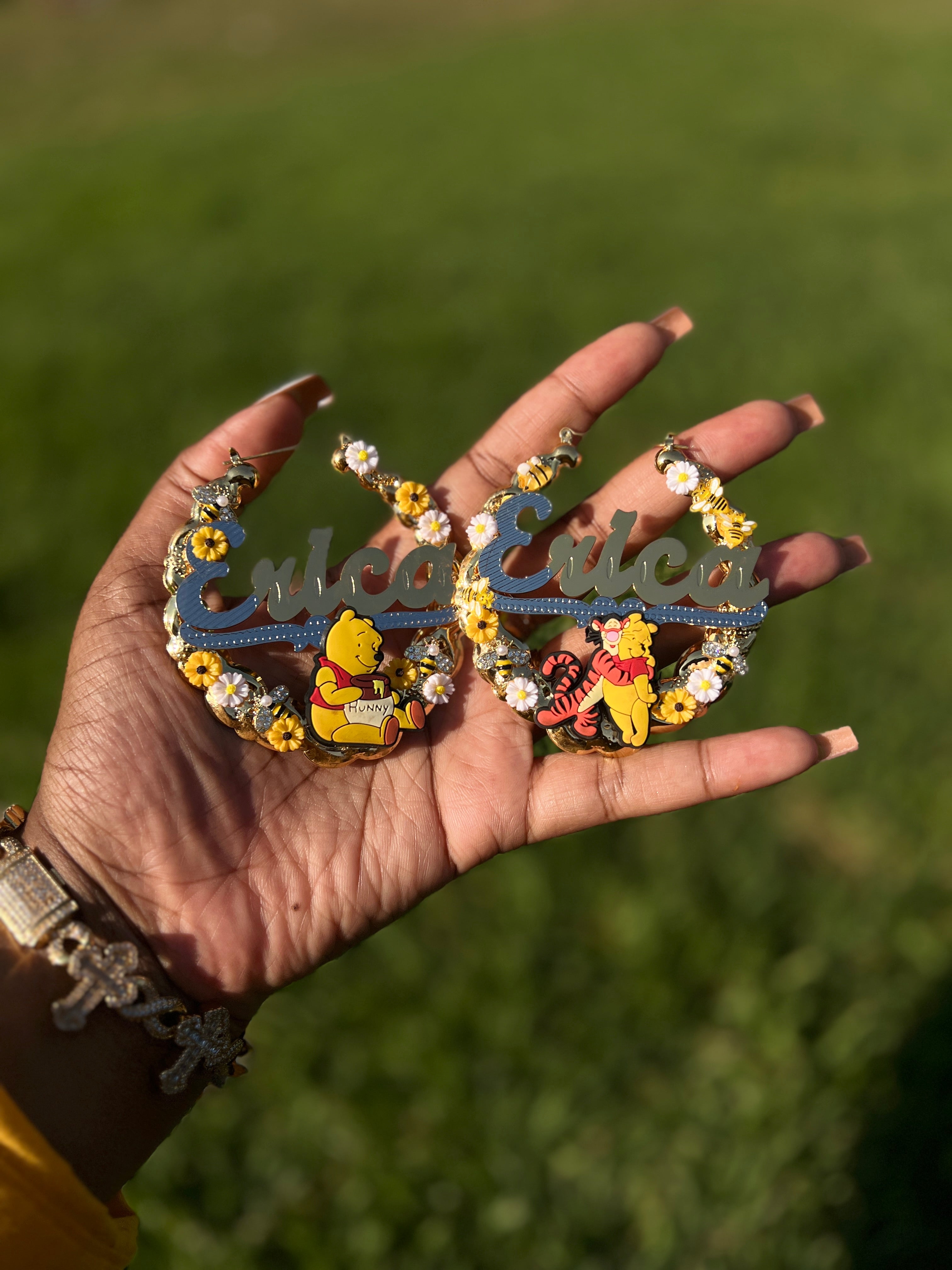 Custom cartoon bamboo earrings