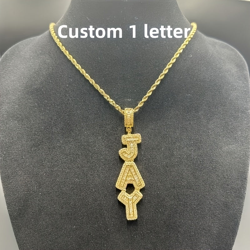 Custom Vertical Ice Sugar Letter Pendant | Sparkling, Personalized