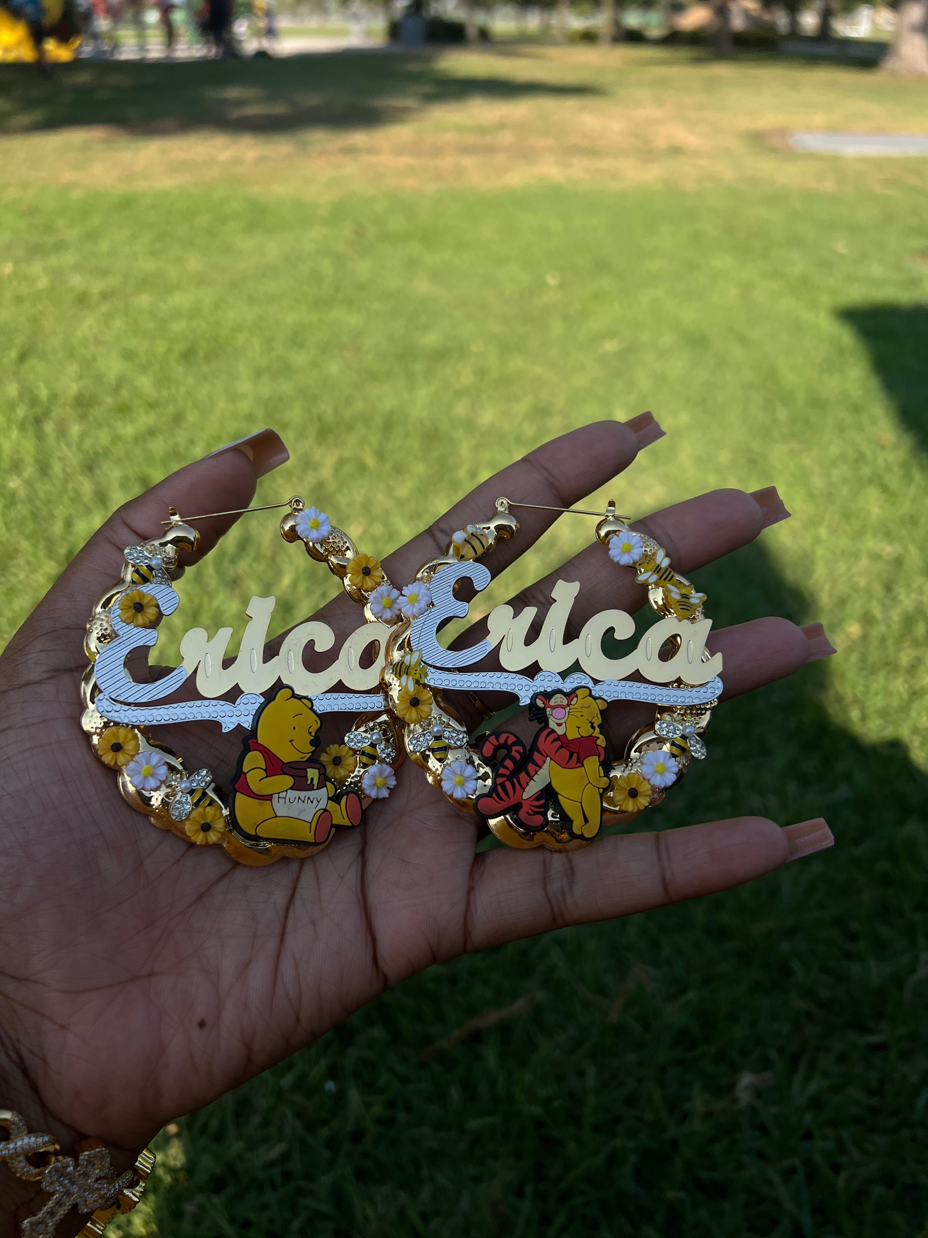 Custom cartoon bamboo earrings