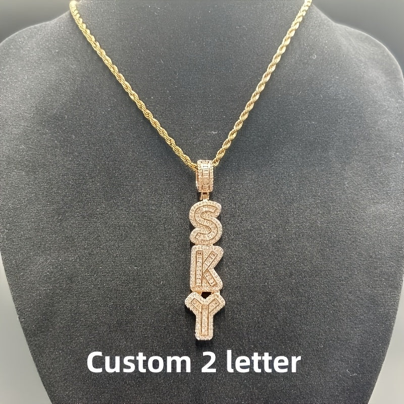 Custom Vertical Ice Sugar Letter Pendant | Sparkling, Personalized