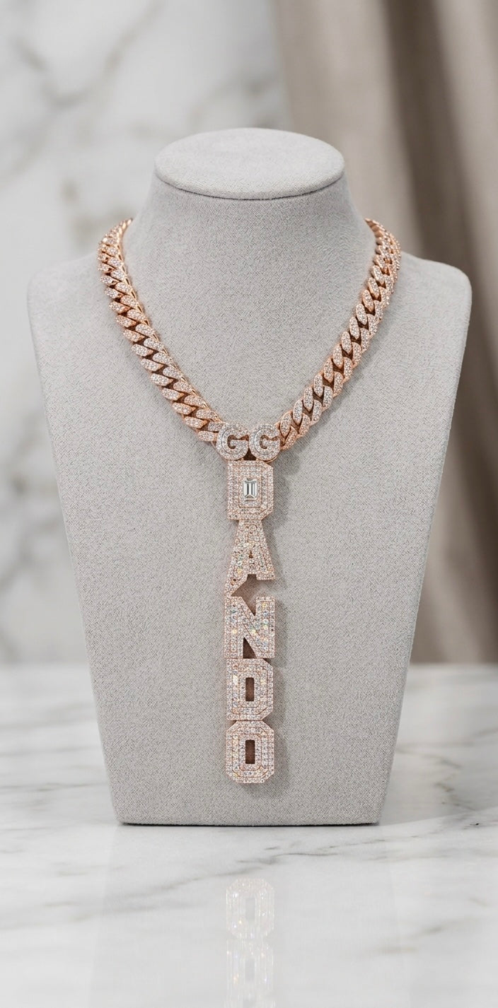 Custom Vertical Ice Sugar Letter Pendant | Sparkling, Personalized
