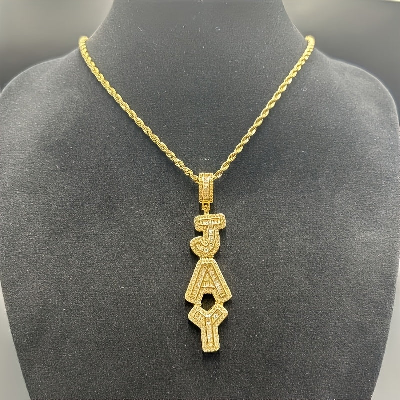 Custom Vertical Ice Sugar Letter Pendant | Sparkling, Personalized