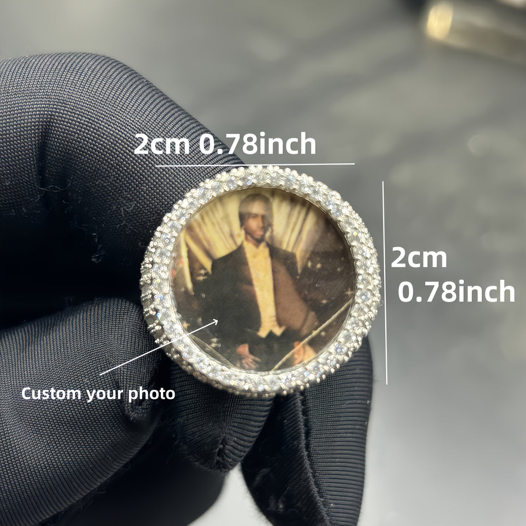 (Custom Product) Customized Round Photo Frame Ring with Brass