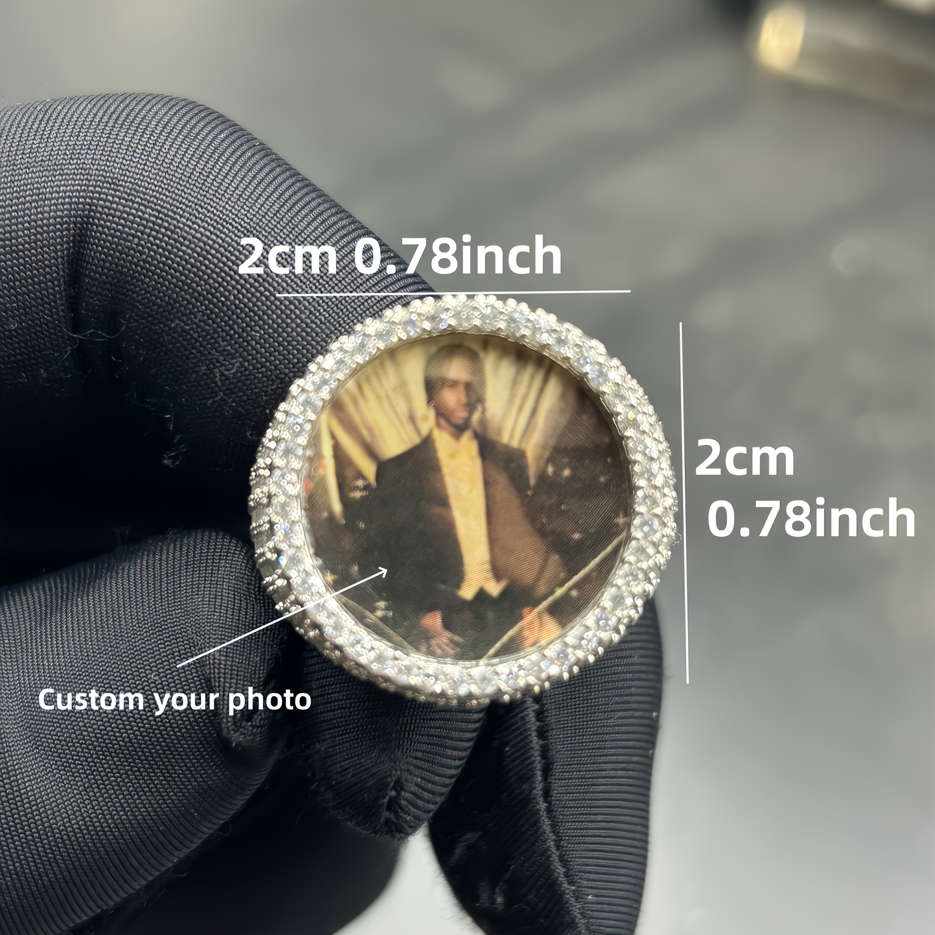 (Custom Product) Customized Round Photo Frame Ring with Brass