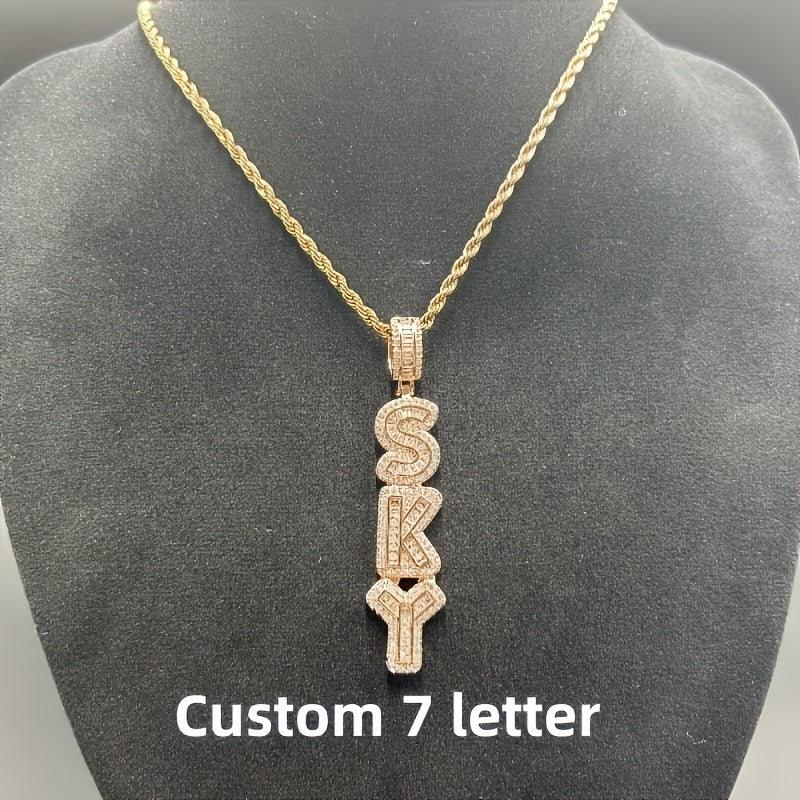 Custom Vertical Ice Sugar Letter Pendant | Sparkling, Personalized
