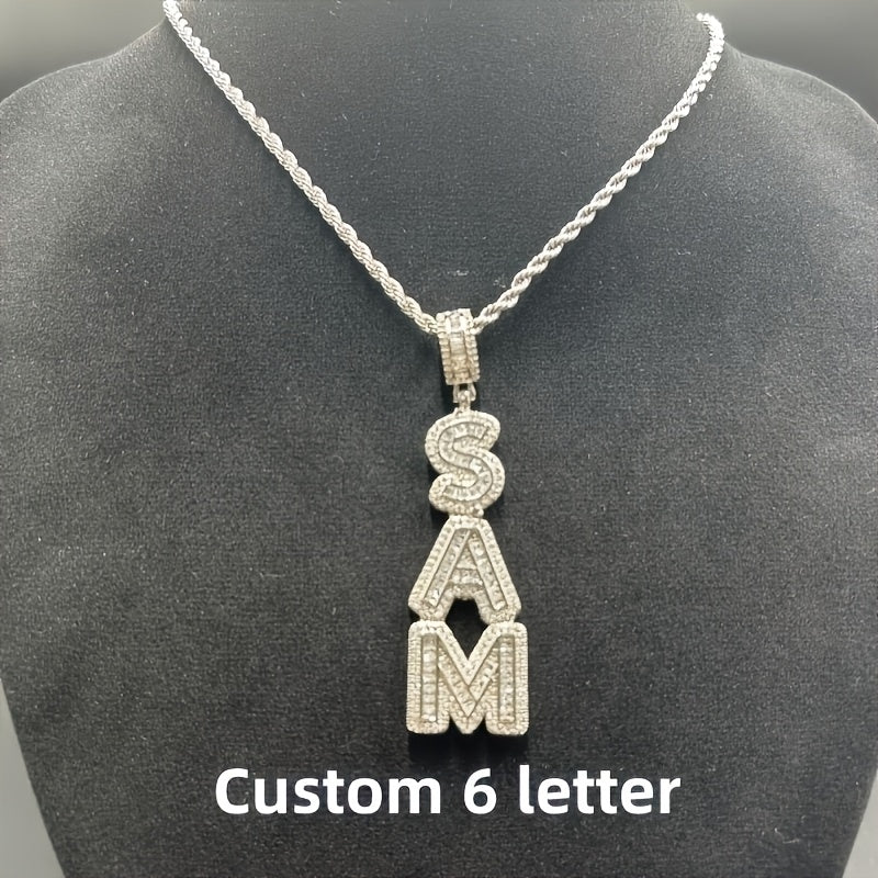 Custom Vertical Ice Sugar Letter Pendant | Sparkling, Personalized