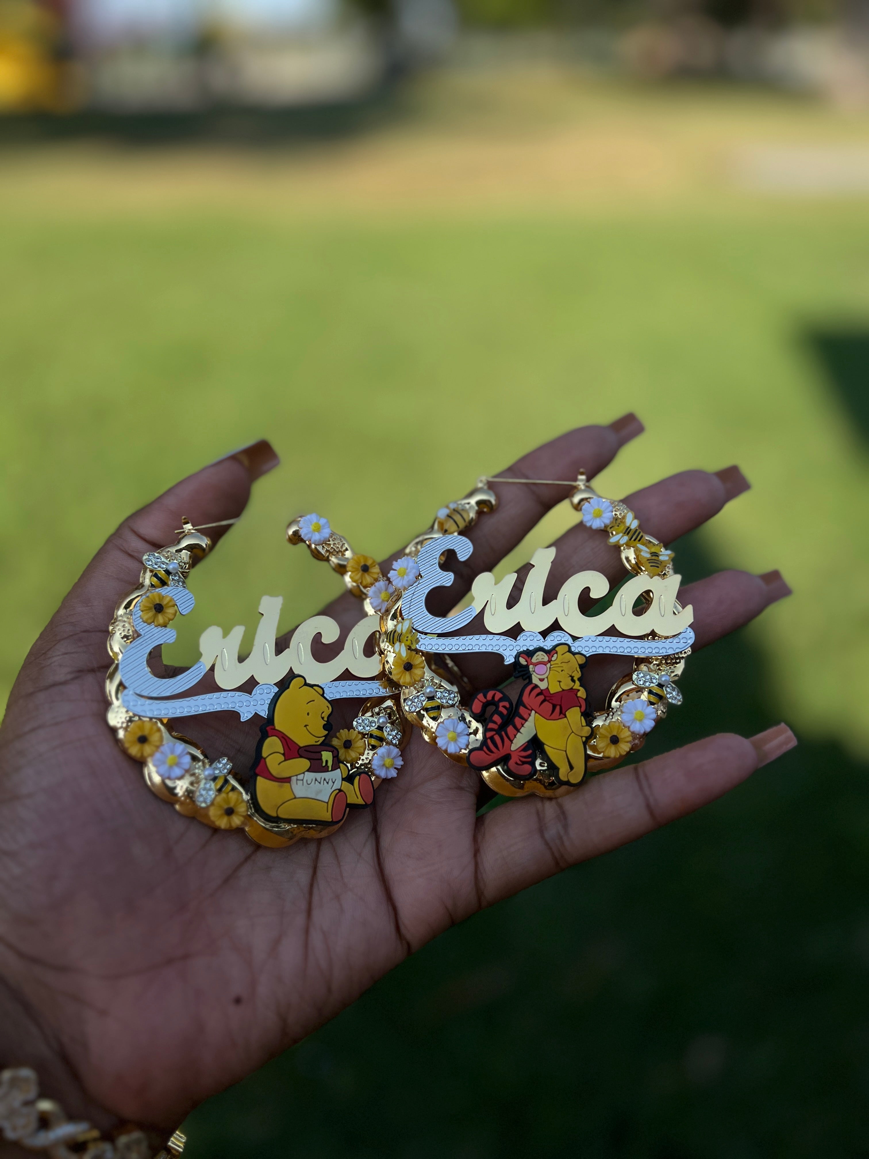 Custom cartoon bamboo earrings