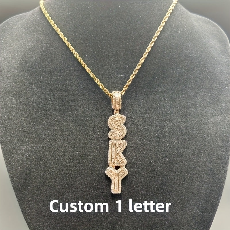 Custom Vertical Ice Sugar Letter Pendant | Sparkling, Personalized