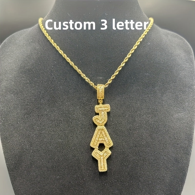 Custom Vertical Ice Sugar Letter Pendant | Sparkling, Personalized