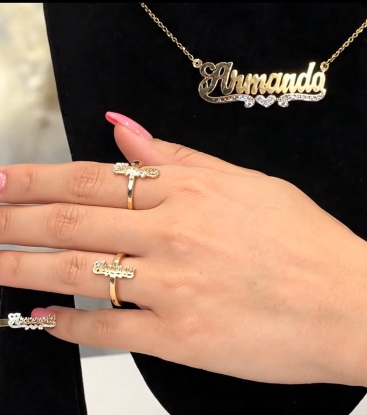 Custom Nameplate Bracelet Earrings Necklace Set