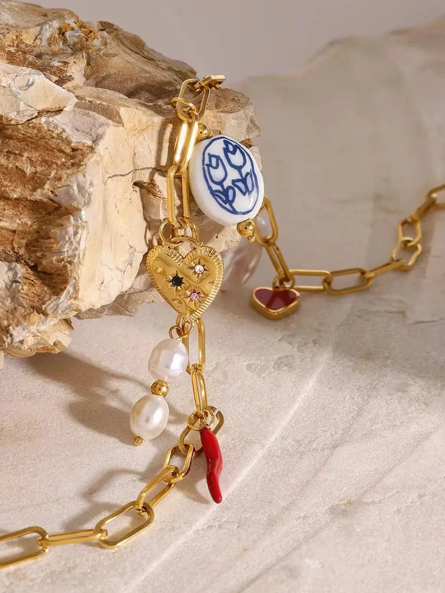 Uworld Creative 316l Stainless Steel Oil Drop Heart Charms Pendant Necklace Personalized Jewelry Attractive Women Accessory