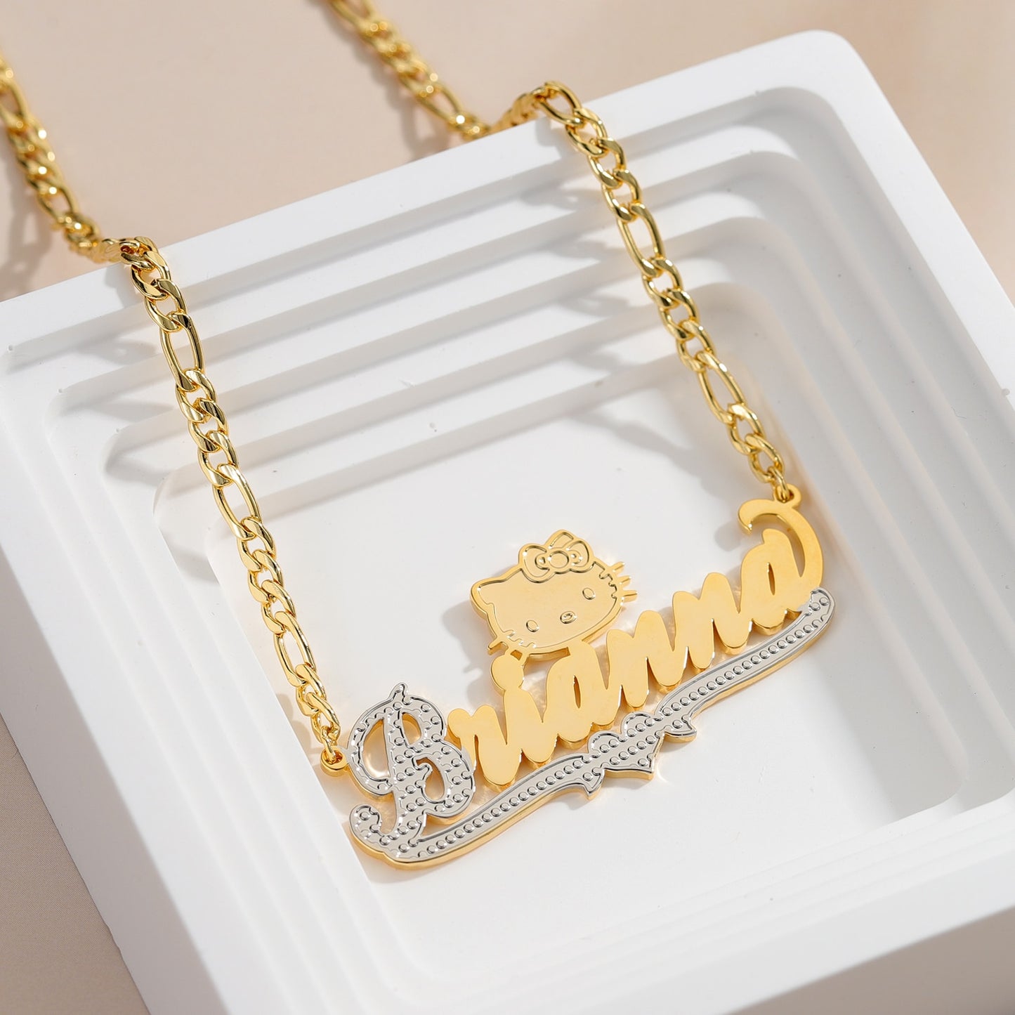 Custom Name Jewelry 18K Plated Two Tone Gold Pendant Personalized Double Plate Name Necklace Customized Stainless Steel Jewelry