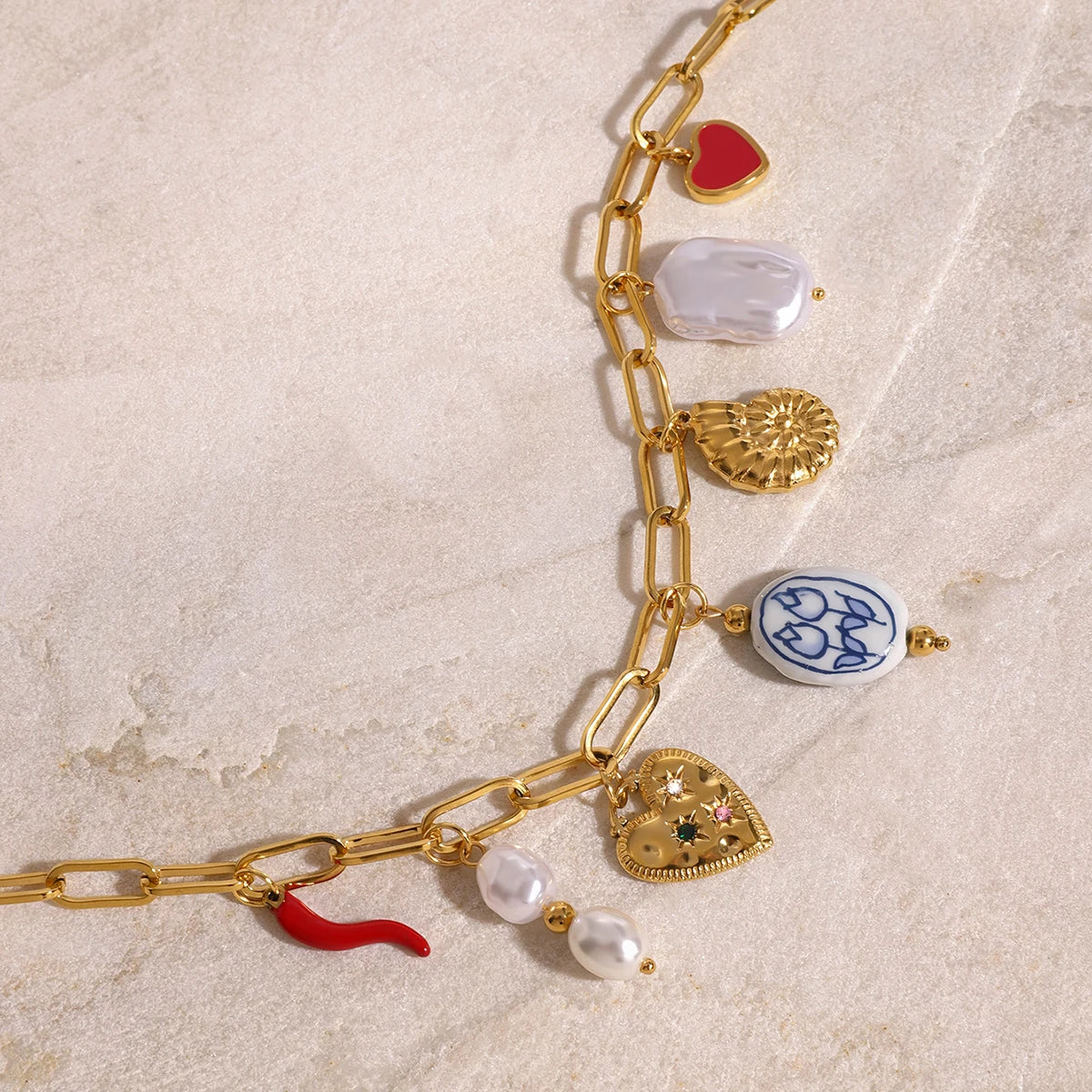 Uworld Creative 316l Stainless Steel Oil Drop Heart Charms Pendant Necklace Personalized Jewelry Attractive Women Accessory