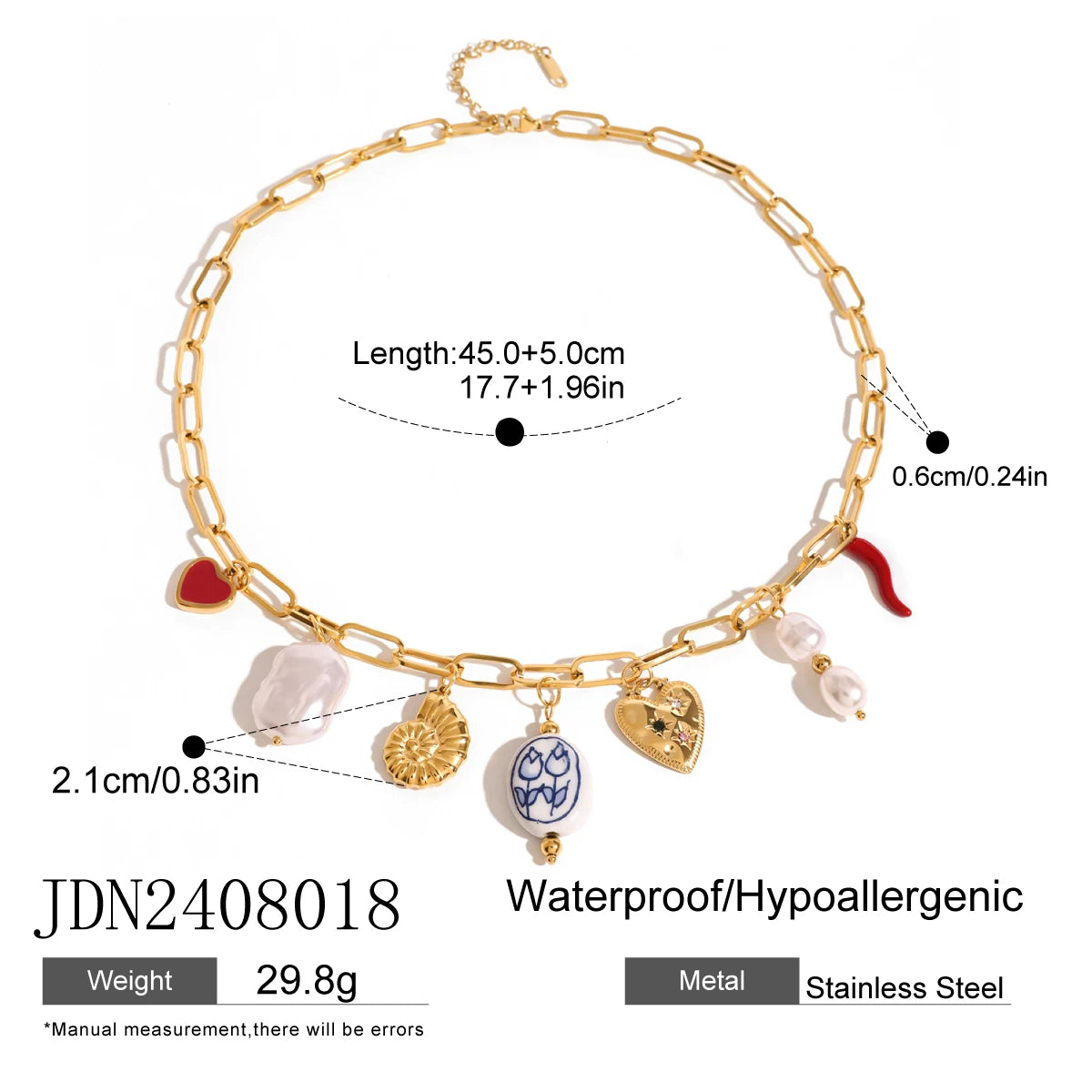 Uworld Creative 316l Stainless Steel Oil Drop Heart Charms Pendant Necklace Personalized Jewelry Attractive Women Accessory