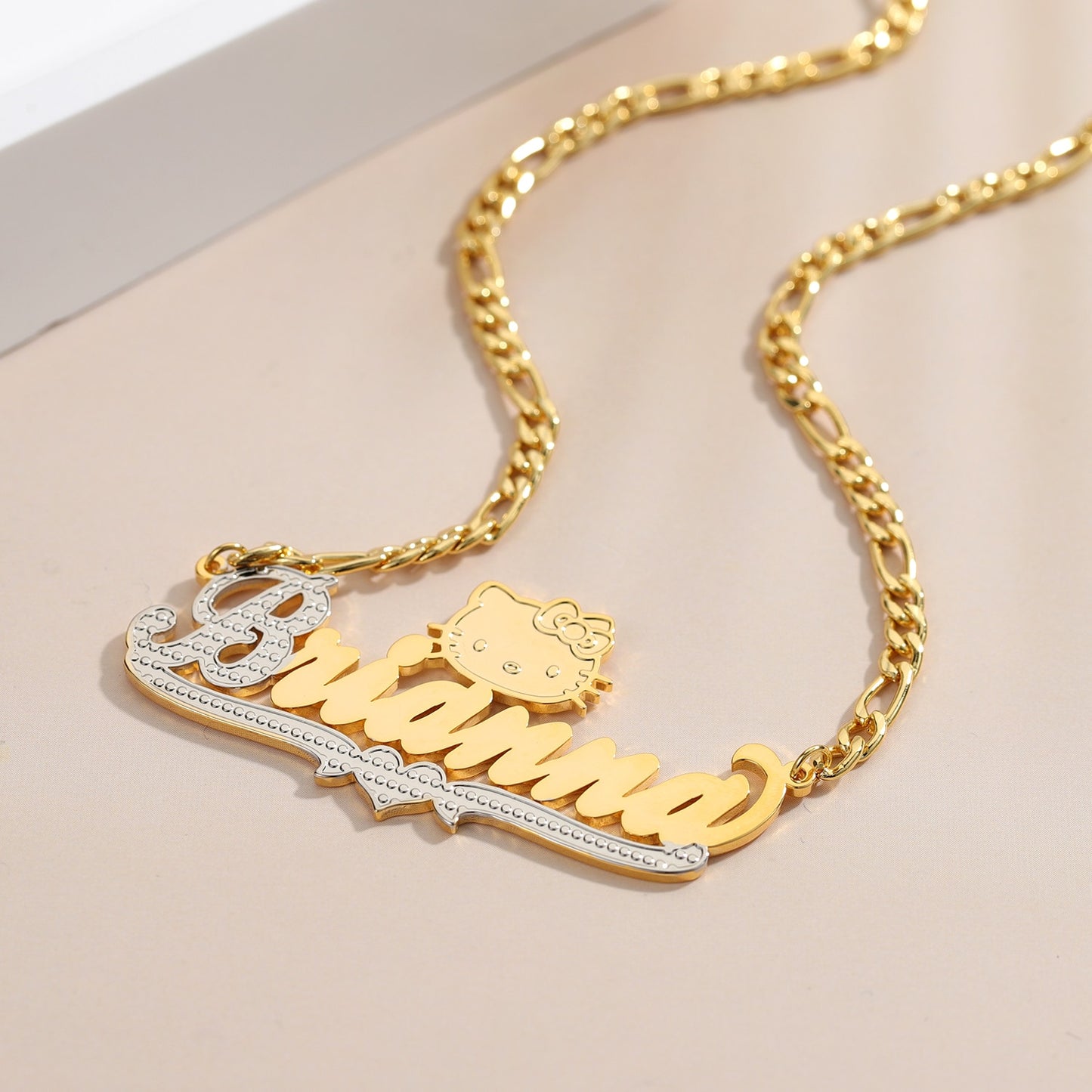 Custom Name Jewelry 18K Plated Two Tone Gold Pendant Personalized Double Plate Name Necklace Customized Stainless Steel Jewelry