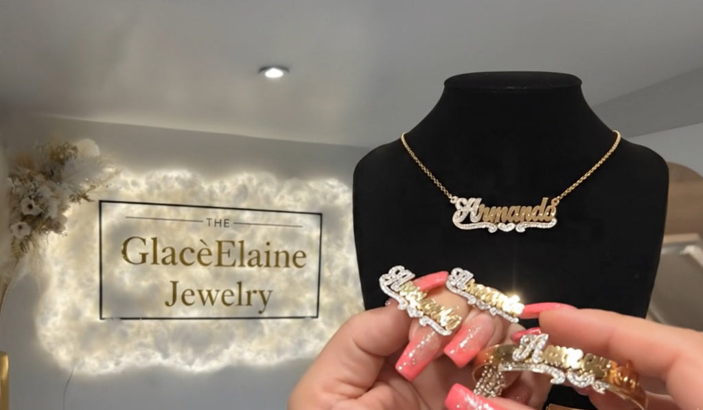 Custom Nameplate Bracelet Earrings Necklace Set