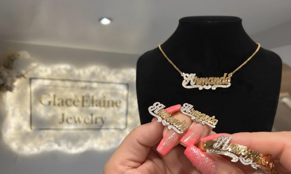 Custom Nameplate Bracelet Earrings Necklace Set