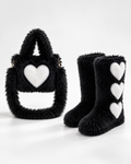 Glaceelaine Winter Fluffy Faux Fox Fur Boots Match With Furry Bags Set Plush Snow Boots Luxury Footwear