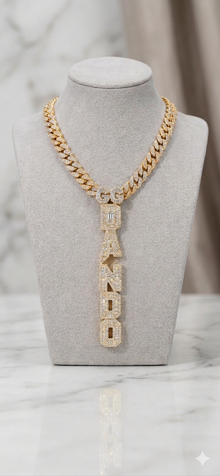 Custom Vertical Ice Sugar Letter Pendant | Sparkling, Personalized
