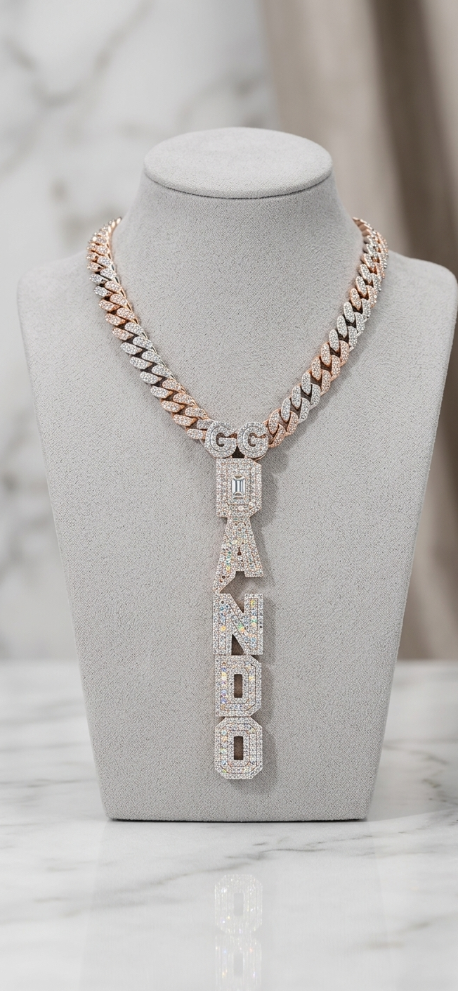 Custom Vertical Ice Sugar Letter Pendant | Sparkling, Personalized