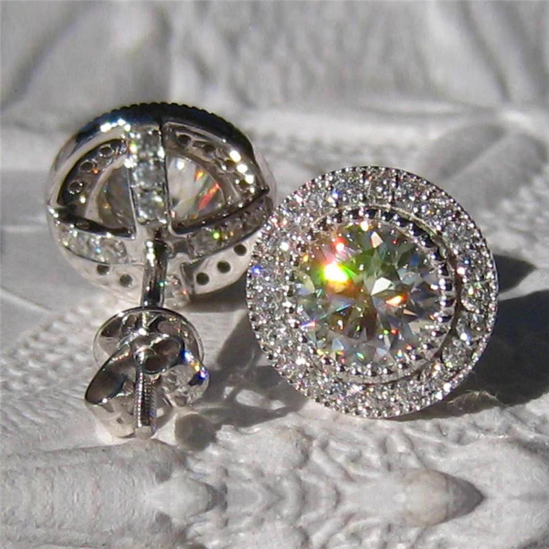 Glaceelaine Small Round Stud Earrings with Shiny Cubic Zirconia