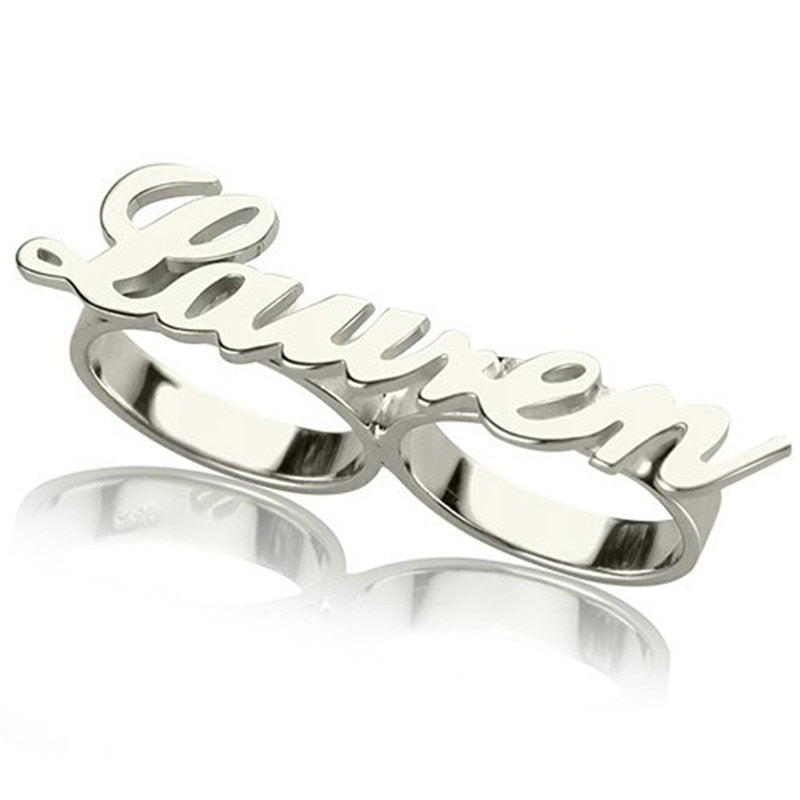 glaceelaine Customized double  finger Ring made from Stainless Steel