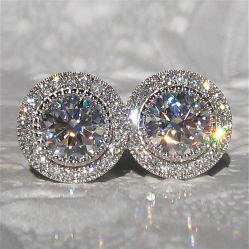Glaceelaine Small Round Stud Earrings with Shiny Cubic Zirconia