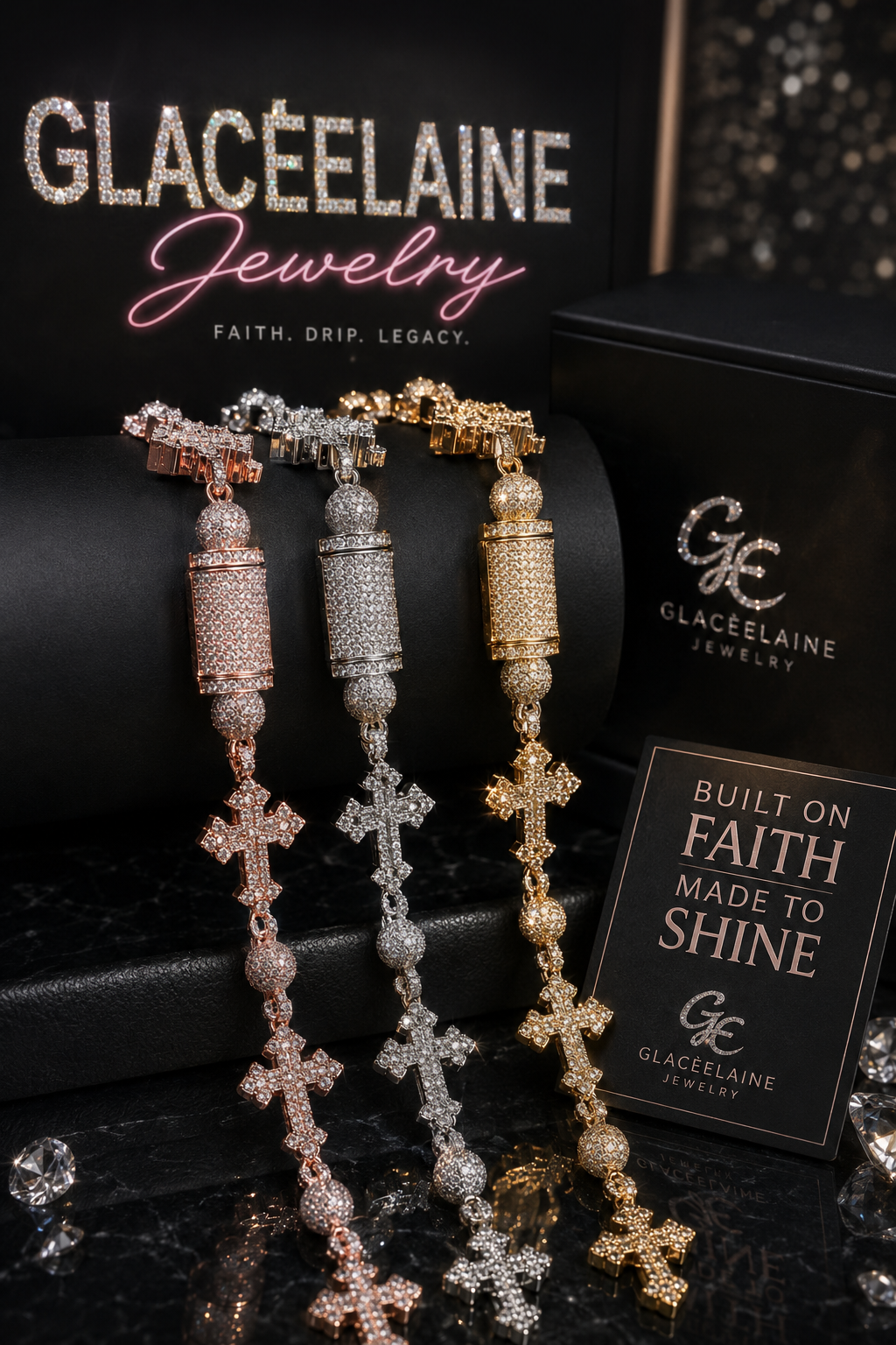 glaceelaine Necklace Chain for Women Ball Cross Choker Real