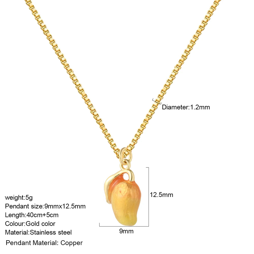 Bohemian Necklace For Women Enamel Fruit Gold Color Cherry Butterfly Pendant For Summer Beach High Quality Jewelry