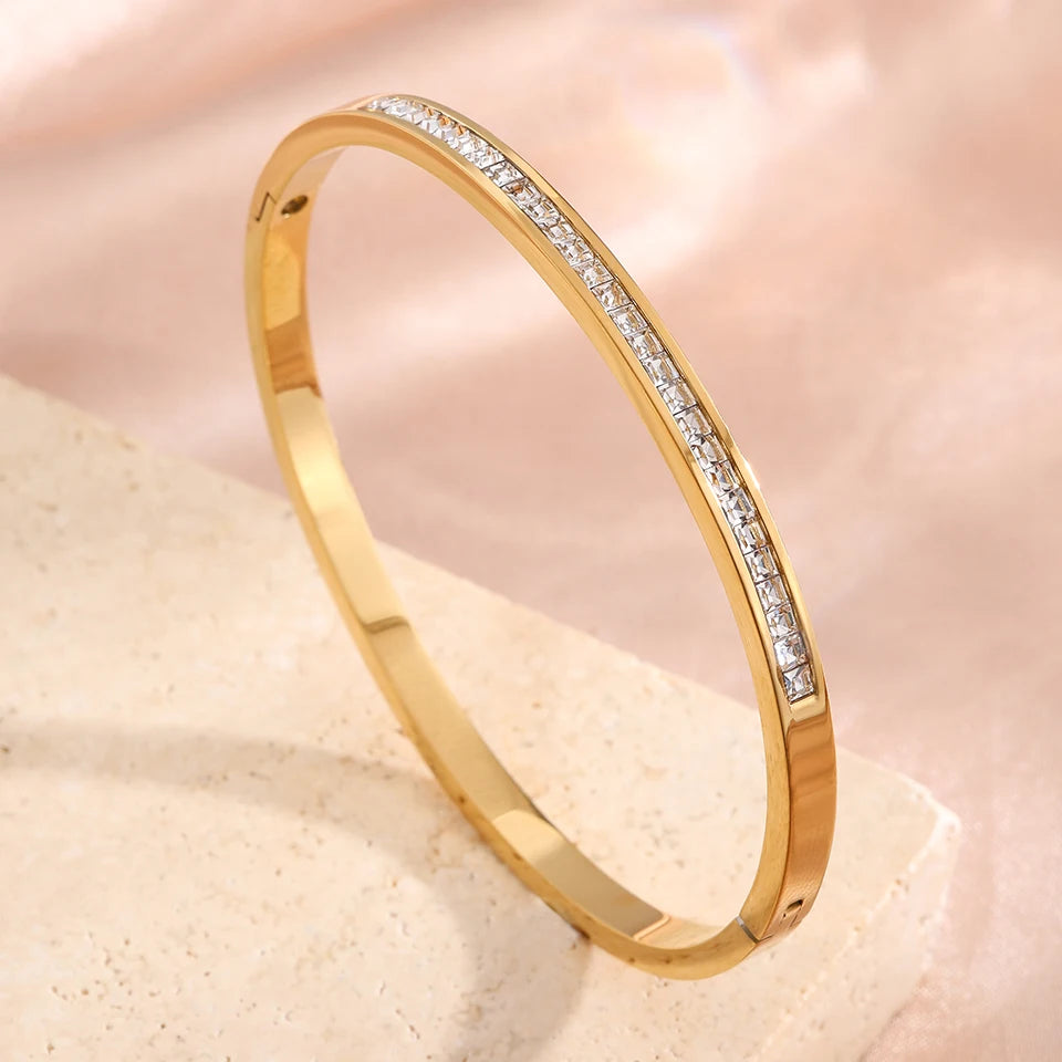3/1pc Shiny Heart-shaped Zirconia Stackable Bracelet for Women Exquisite Wedding Party Jewelry Gifts