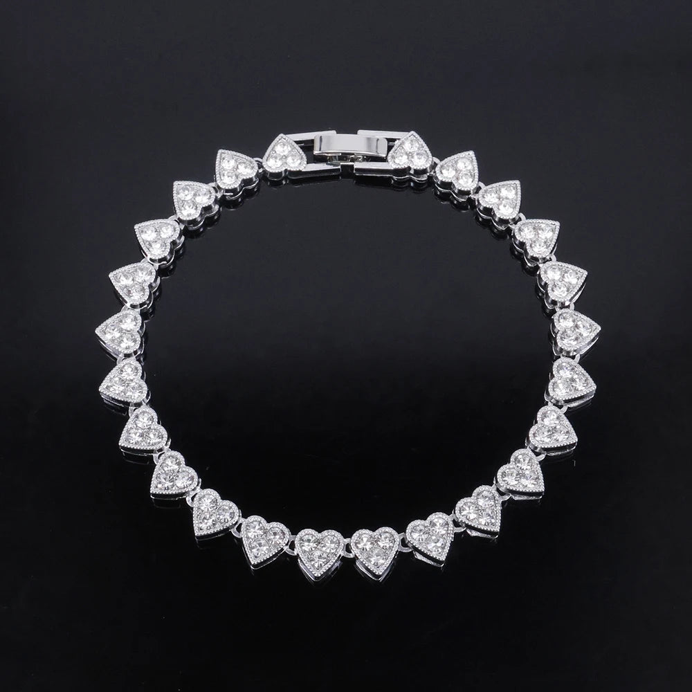 Heart Cluster Tennis Chain Choker Necklace