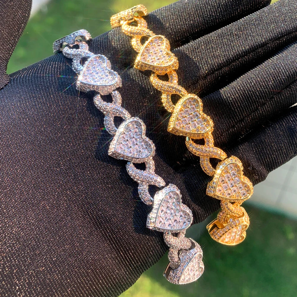 Cuban Chain Necklace Heart Pendant