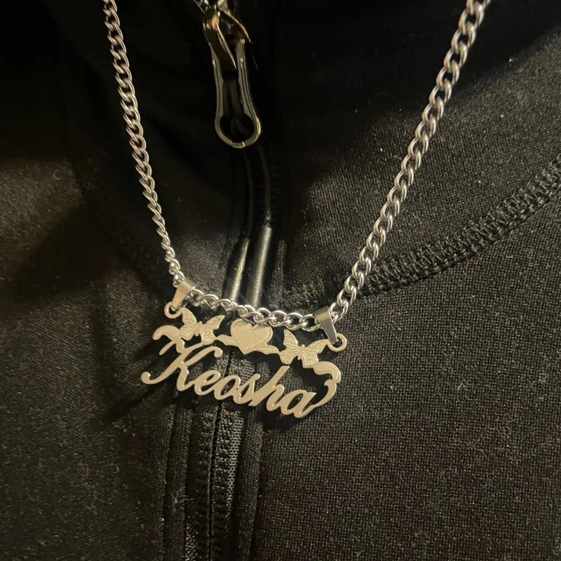 Custom TBird  Name Pendant Gold Nameplate Necklace