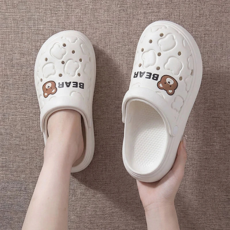 Women's Fashion Home Slippers Summer Thick Sole Soft EVA Garden Shoes for Women Hollow Out Non Slip Closed Toe Beach Sandals