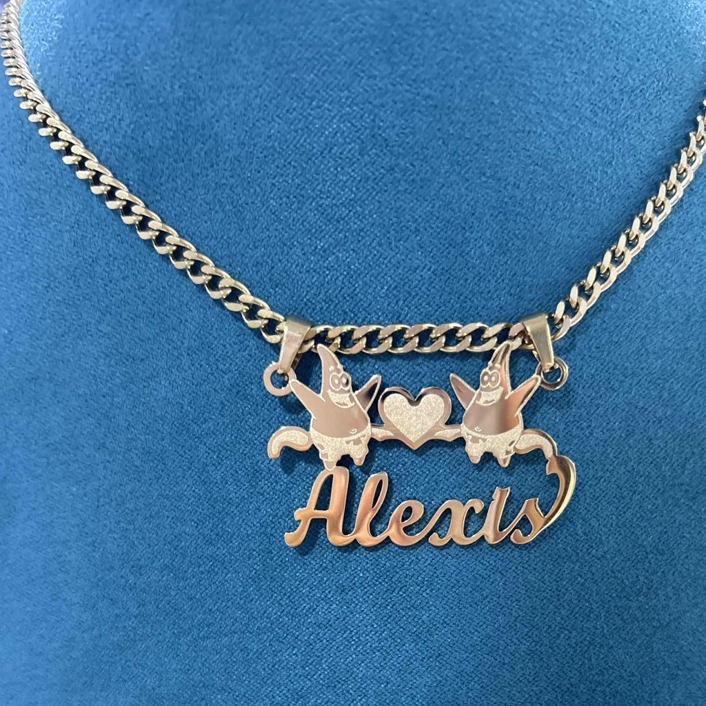 Custom TBird  Name Pendant Gold Nameplate Necklace